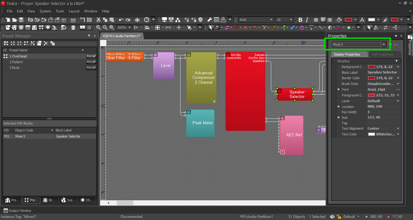 Tesira Speaker Selector Block Properties.png